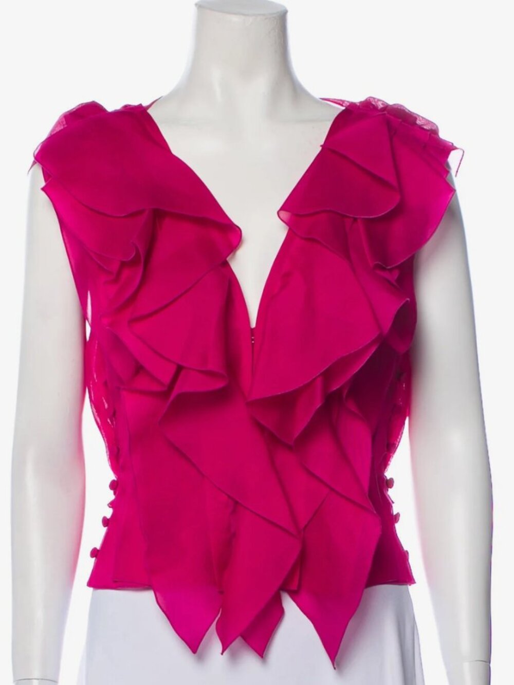 Rare Nina Ricci Silk Plunge Neckline Crop Top Size 4